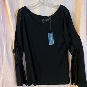 Medium black, long sleeve peek a boo shoulder top new with tags.